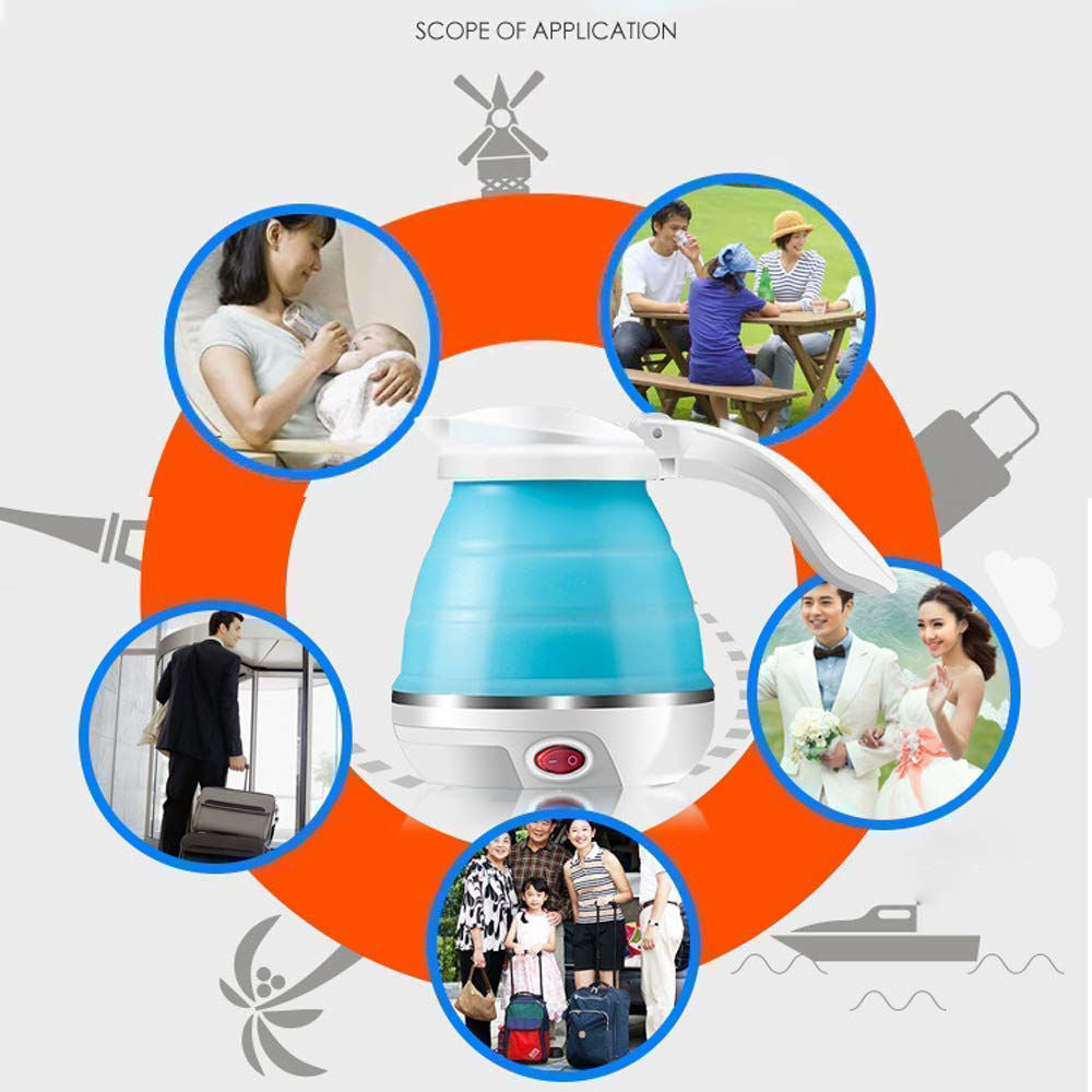 2137 Silicone Foldable Collapsible Electric Water Kettle Camping Boiler