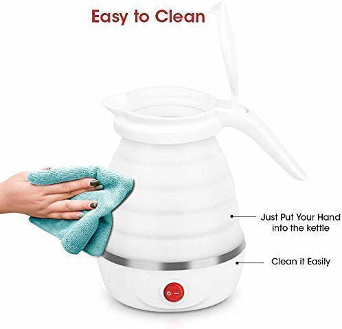 2137 Silicone Foldable Collapsible Electric Water Kettle Camping Boiler