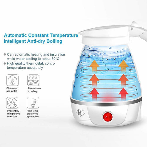 2137 Silicone Foldable Collapsible Electric Water Kettle Camping Boiler