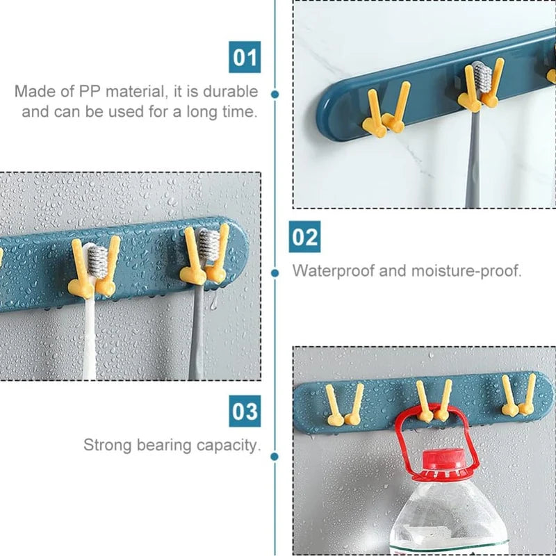 Toothbrush Holder Plastic Bathroom Accessories Organizer Wall Mounted Hanging Mount Shelf Hooks (1pc)